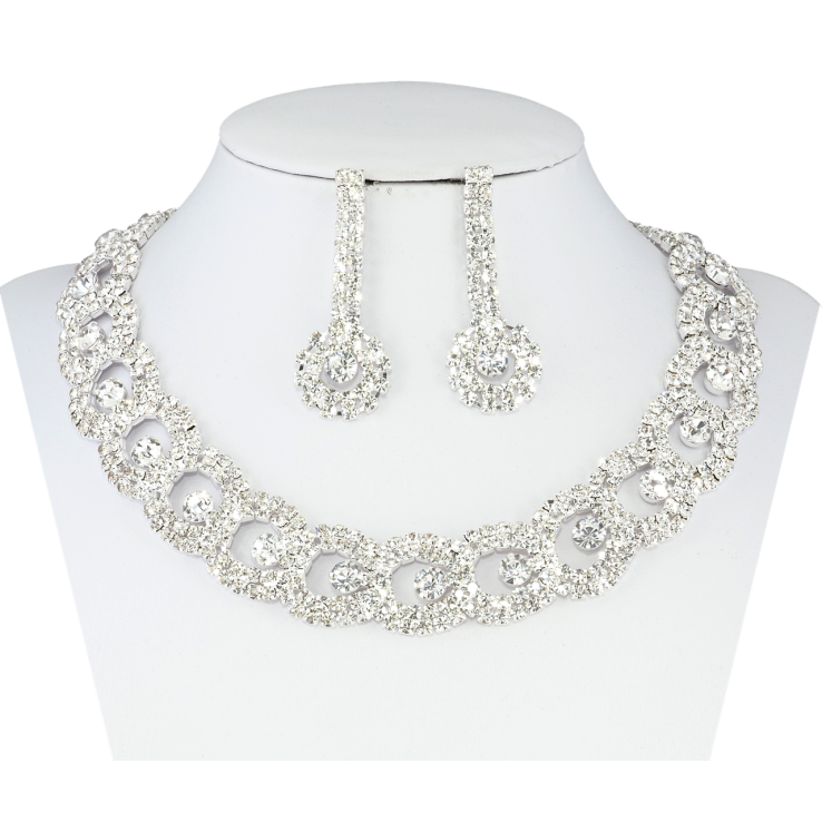 Набір Кольє Сережки Інкрустація стразами довжина кольє 34-50см х 21мм фото №24