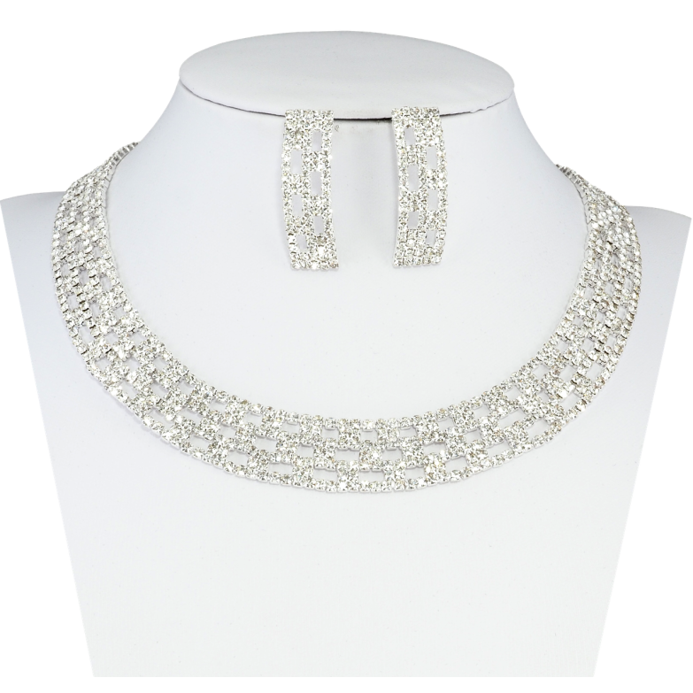 Набор Колье Серьги Инкрустация стразами длина колье 35-51см х 15мм фото №11