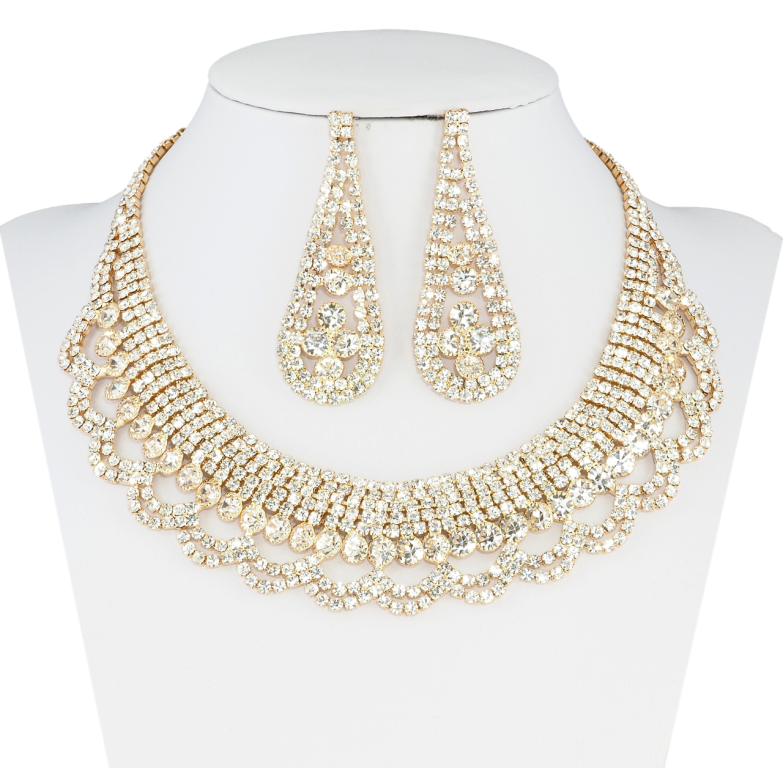 Набор Колье Серьги Инкрустация стразами длина колье 33-49см х 5-27мм фото №19