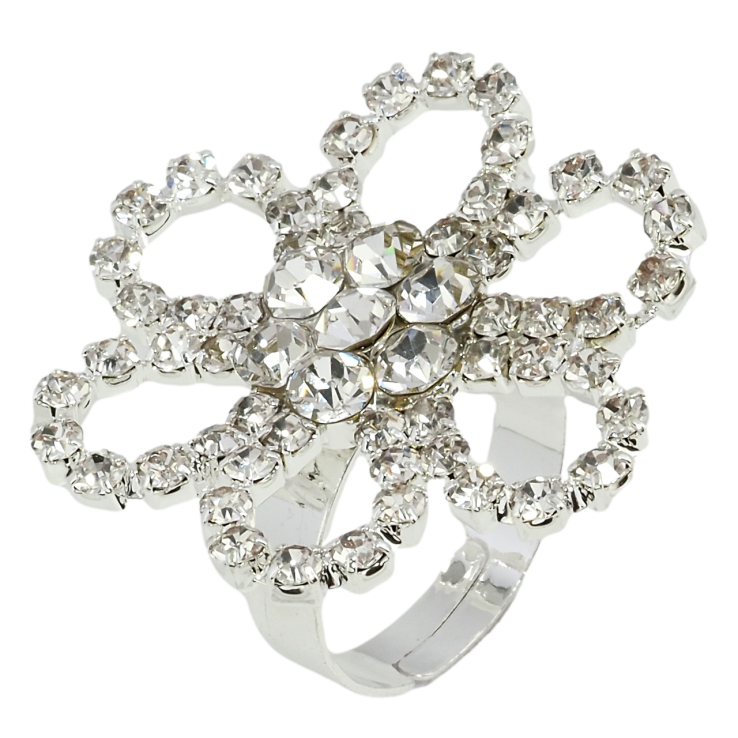 Каблучка Квітка зі стразами вільний розмір фото №10 Каблучка Квітка зі стразами вільний розмір фото №10