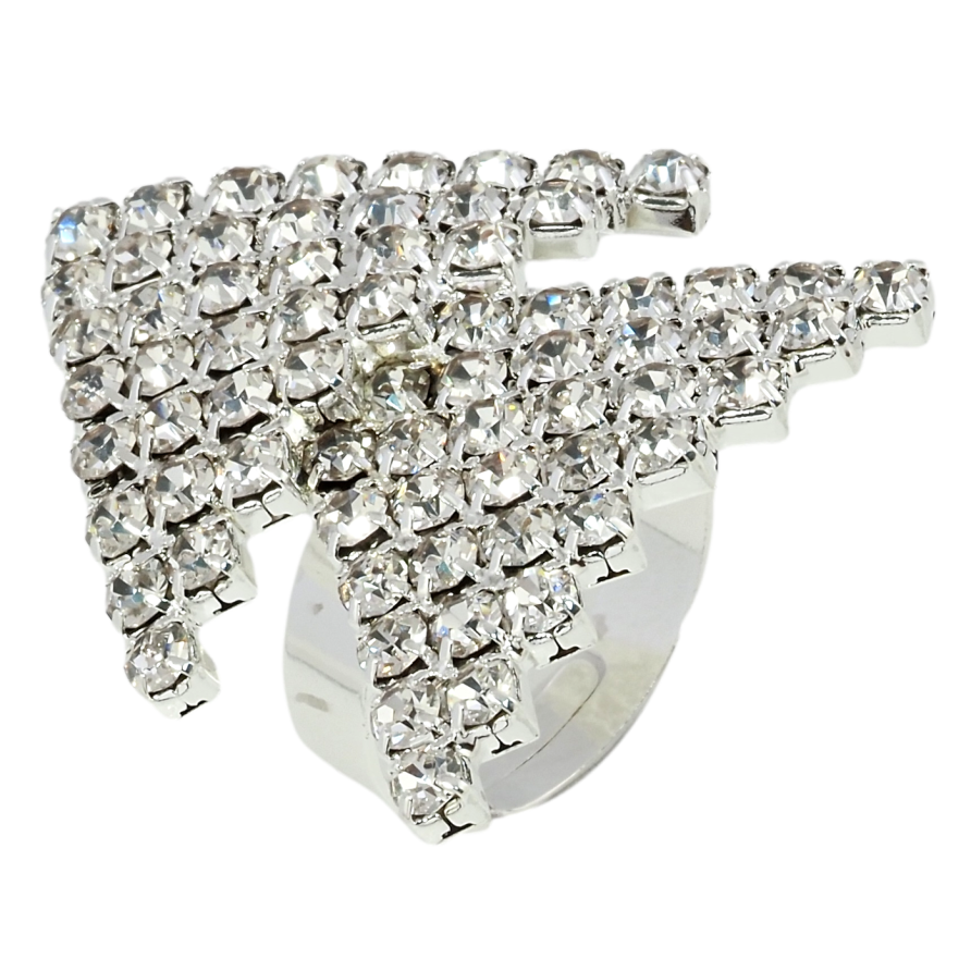 Каблучка Ялинка зі стразами вільний розмір фото №1 Каблучка Ялинка зі стразами вільний розмір фото №1