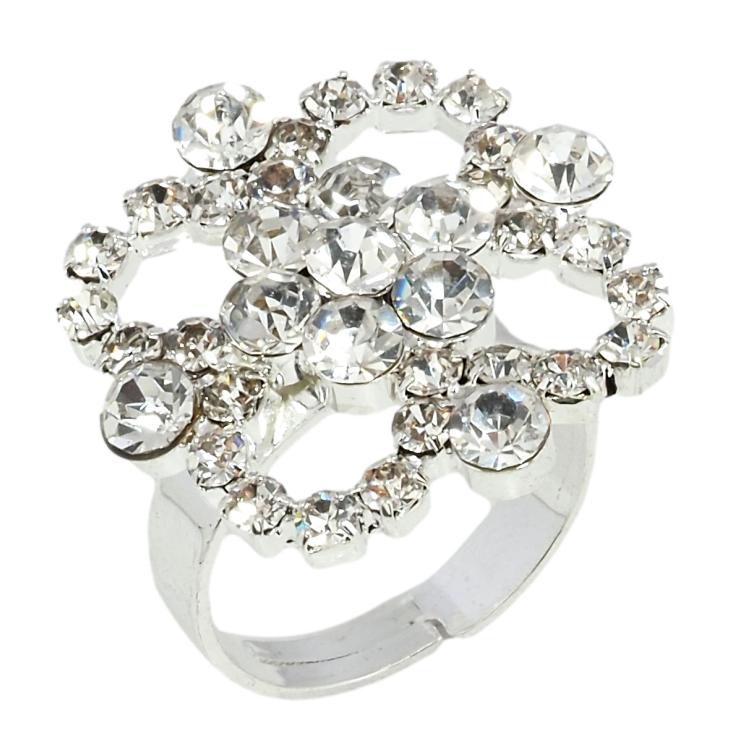 Каблучка Декоративна квітка зі стразами вільний розмір фото №18 Каблучка Декоративна квітка зі стразами вільний розмір фото №18