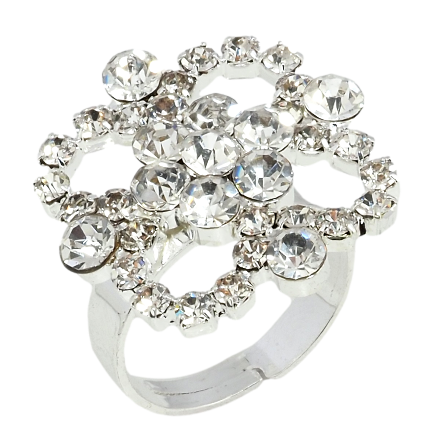 Кольцо Декоративный цветок со стразами свободный размер фото №1