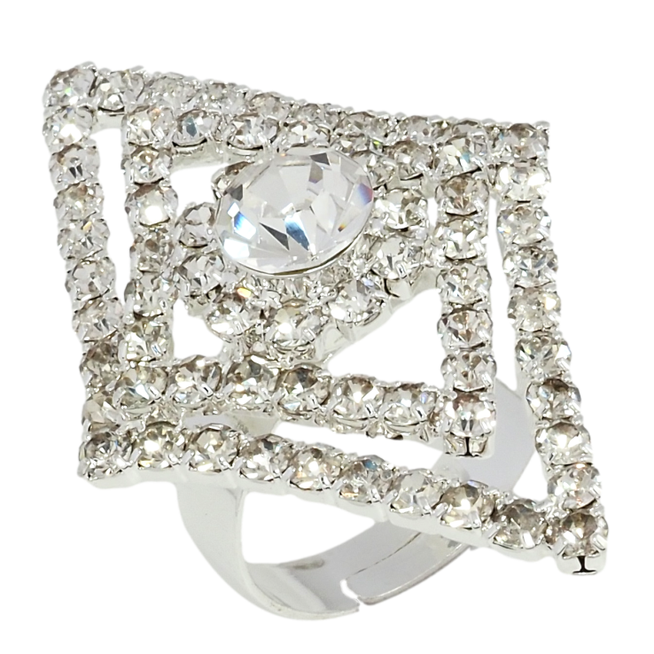 Каблучка Ромб зі стразами вільний розмір фото №15 Каблучка Ромб зі стразами вільний розмір фото №15