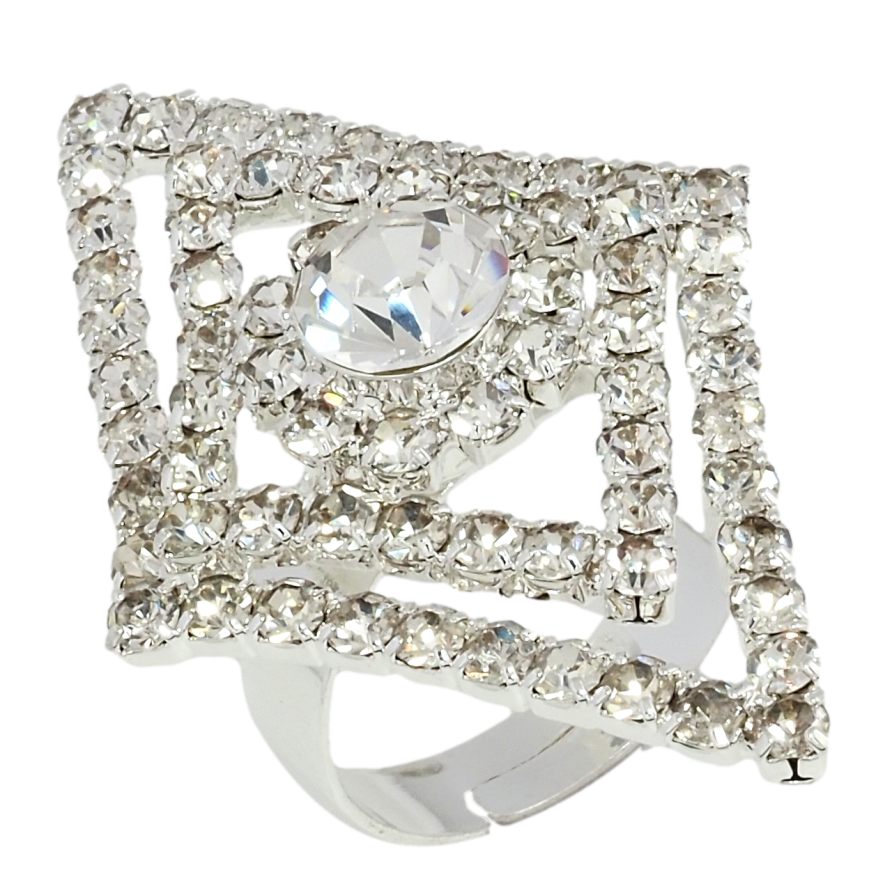 Каблучка Ромб зі стразами вільний розмір фото №1 Каблучка Ромб зі стразами вільний розмір фото №1