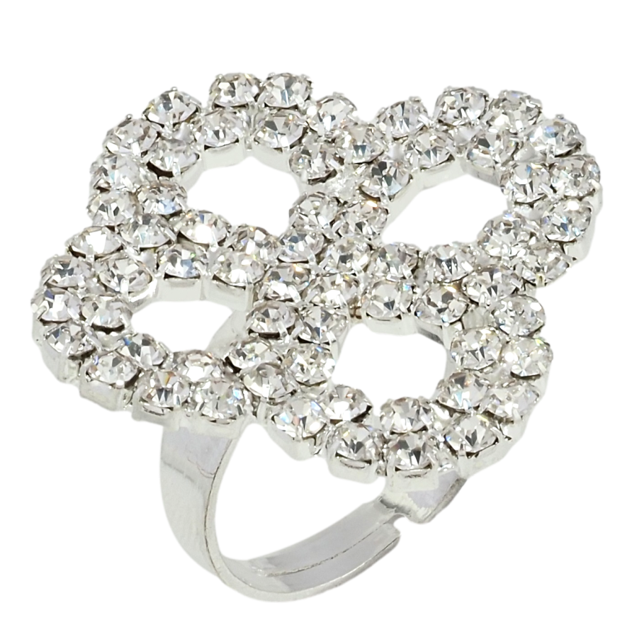 Кольцо Цветок со стразами свободный размер фото №1 Кольцо Цветок со стразами свободный размер фото №1