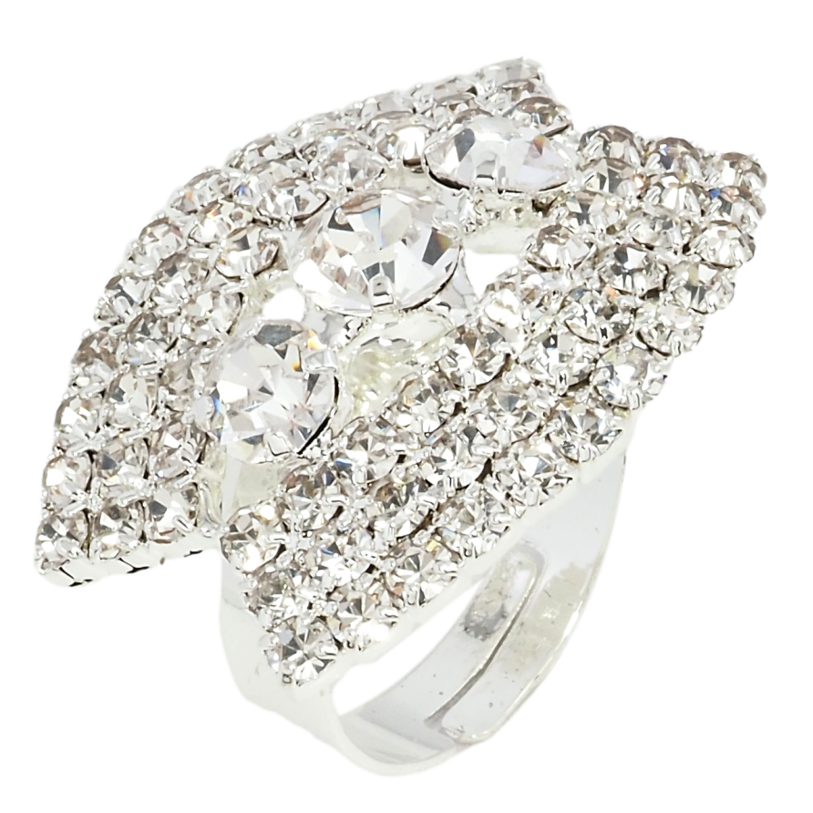 Каблучка Декоративний візерунок зі стразами вільний розмір фото №1 Каблучка Декоративний візерунок зі стразами вільний розмір фото №1