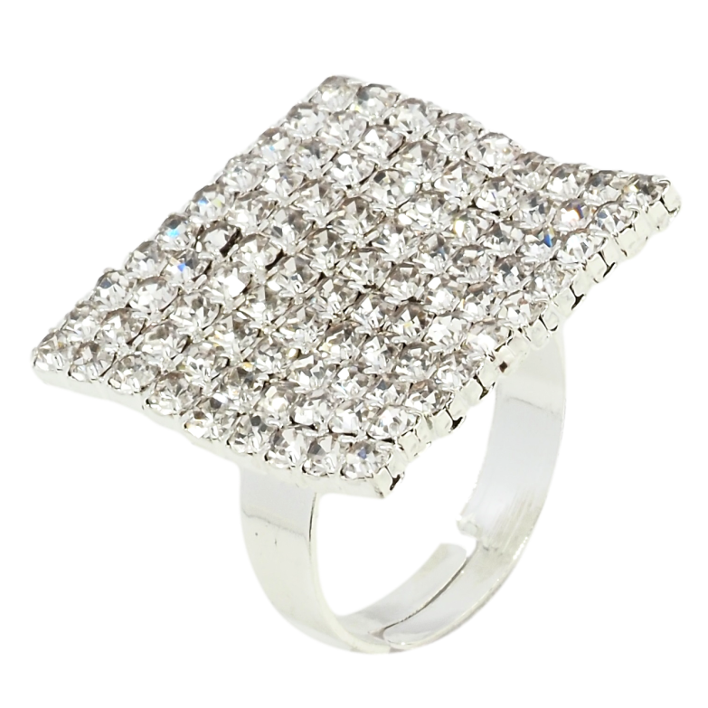 Каблучка Квадрат зі стразами вільний розмір фото №1