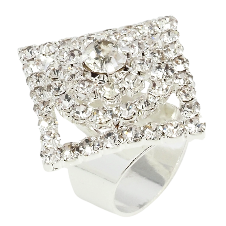 Каблучка Декоративний ромб зі стразами вільний розмір фото №8