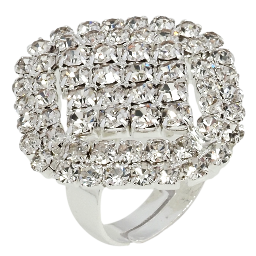 Кольцо Декоративный ромб со стразами свободный размер фото №1