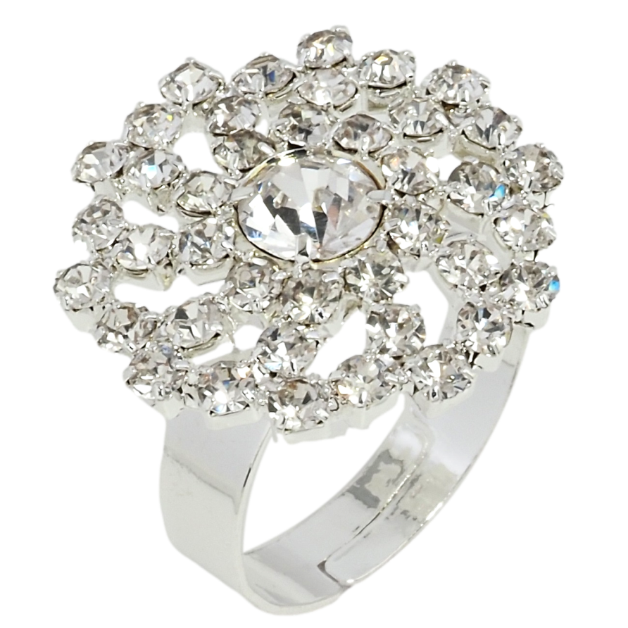 Каблучка Сніжинка зі стразами вільний розмір фото №1 Каблучка Сніжинка зі стразами вільний розмір фото №1