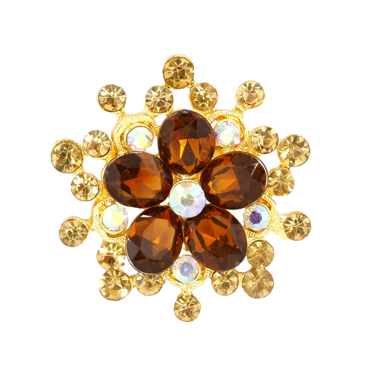 Брошь Цветок с коричневыми стразами фото №11