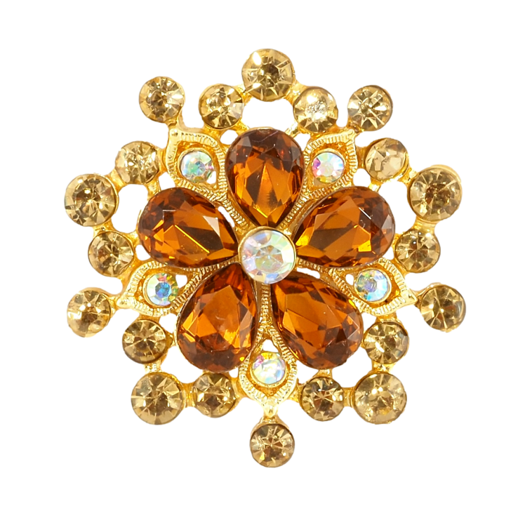 Брошь Цветок с коричневыми стразами фото №14