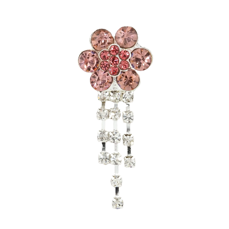 Брошь Розовый цветок с стразами и подвесками фото №12