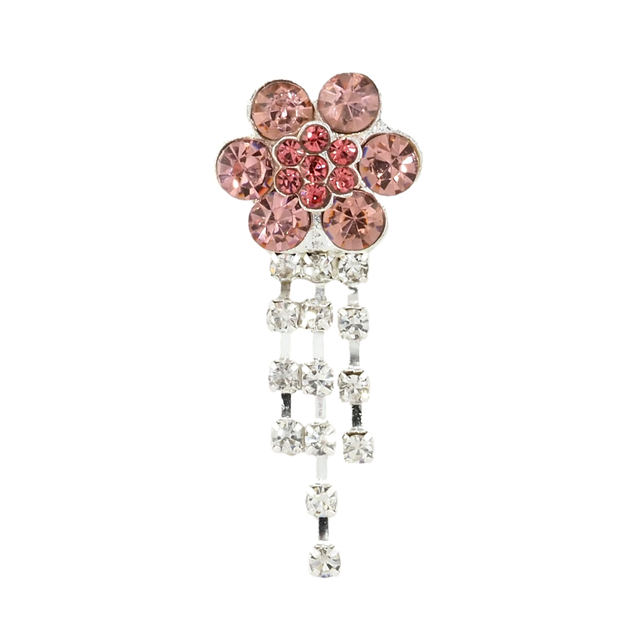 Брошь Розовый цветок с стразами и подвесками фото №1