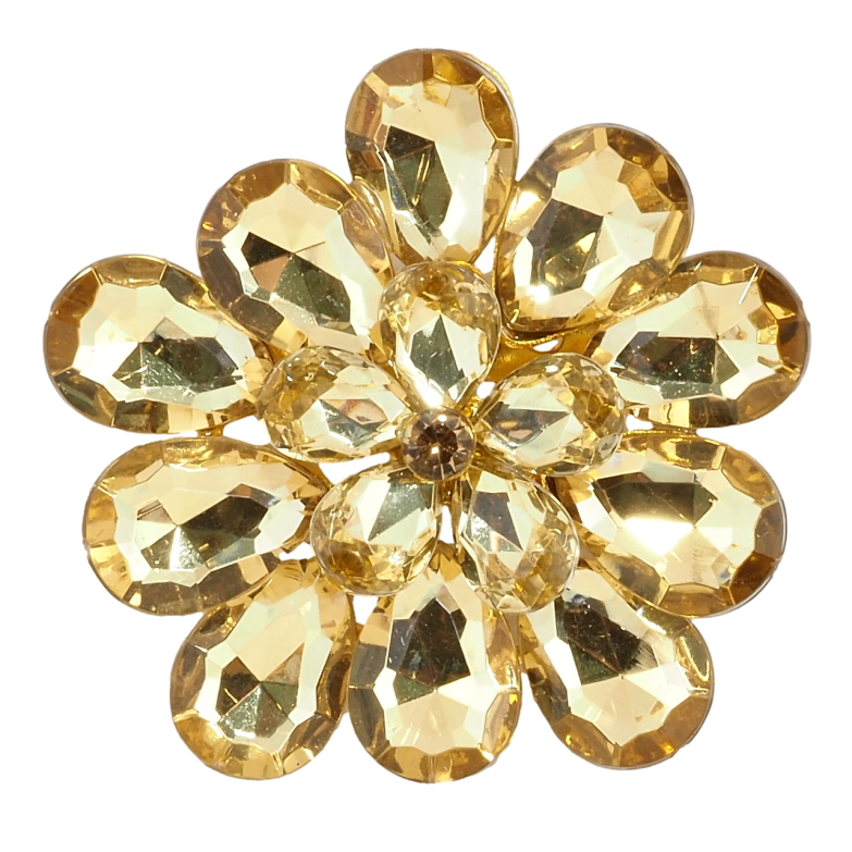 Брошь Цветок с золотистыми кристаллами фото №6