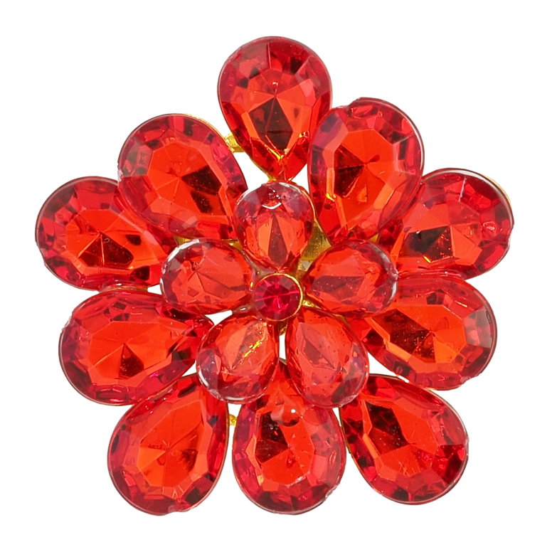 Брошка Квітка з червоними кристалами фото №1