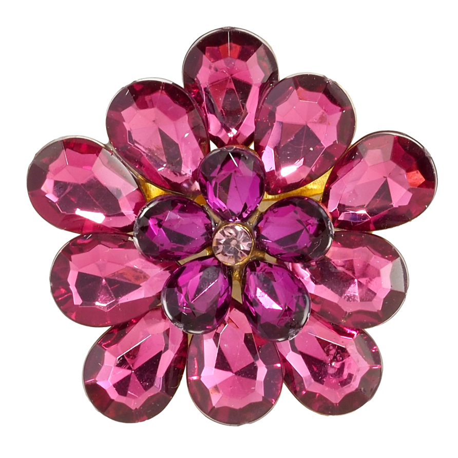 Брошка Квітка з бордовими кристалами фото №1