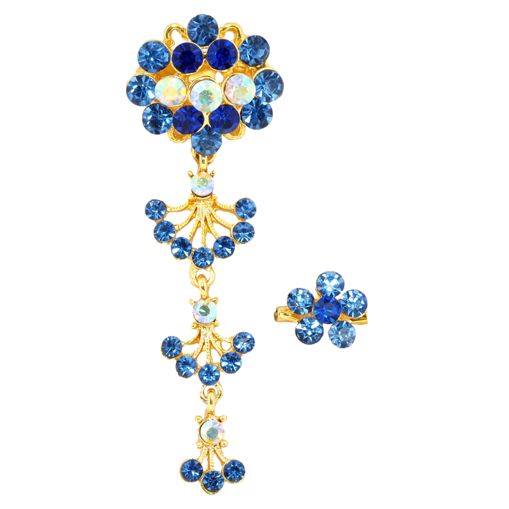 Брошь Две броши с синими стразами фото №18