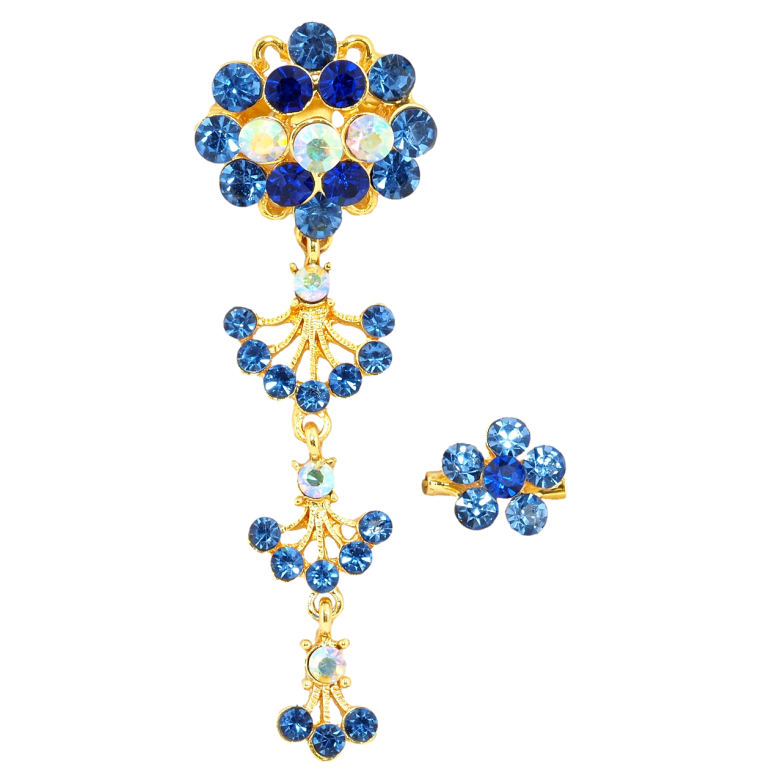 Брошь Две броши с синими стразами фото №3