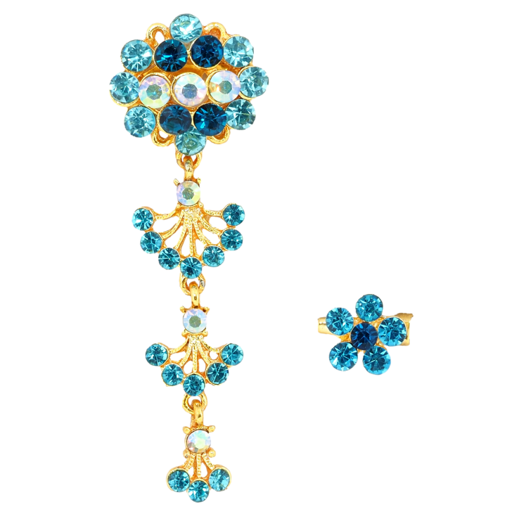 Брошка Дві брошки з бірюзовими стразами фото №2