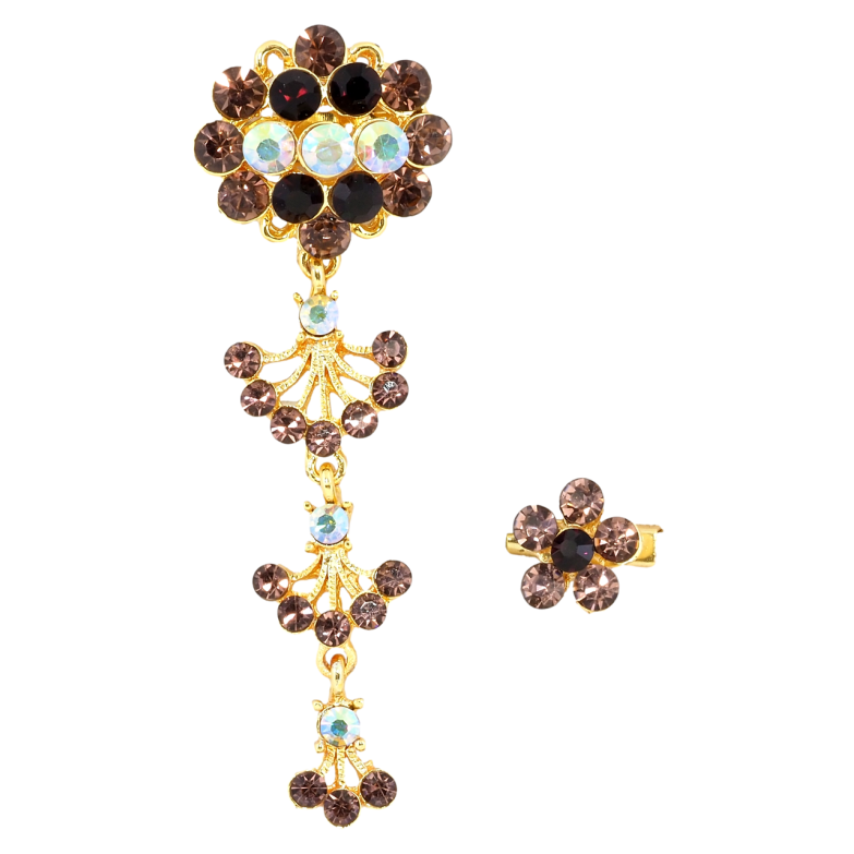 Брошка Дві брошки з бордовими стразами фото №3