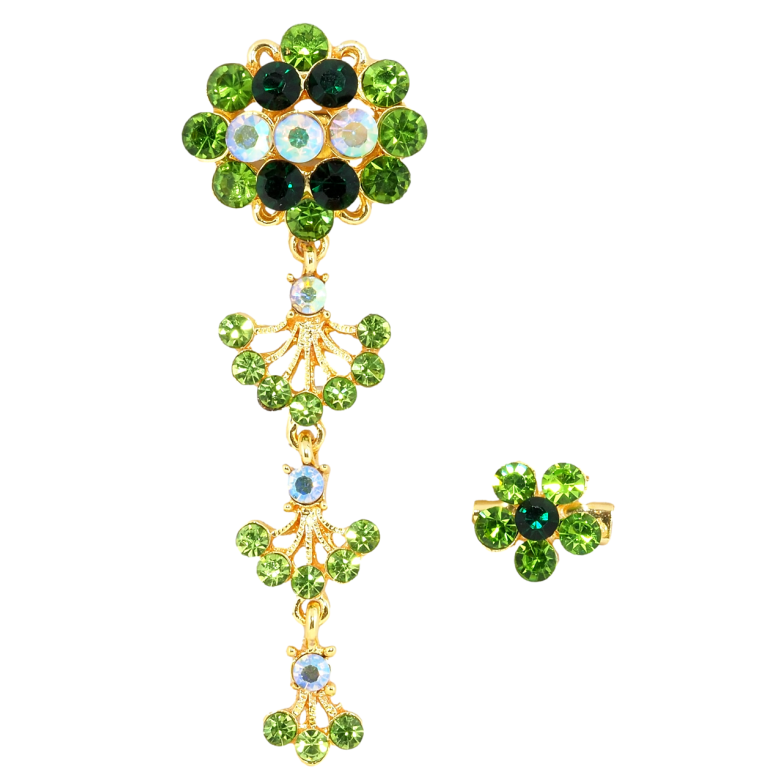 Брошка Дві брошки з зеленими стразами фото №2