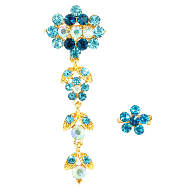 Брошка Дві брошки з бірюзовими стразами фото №3