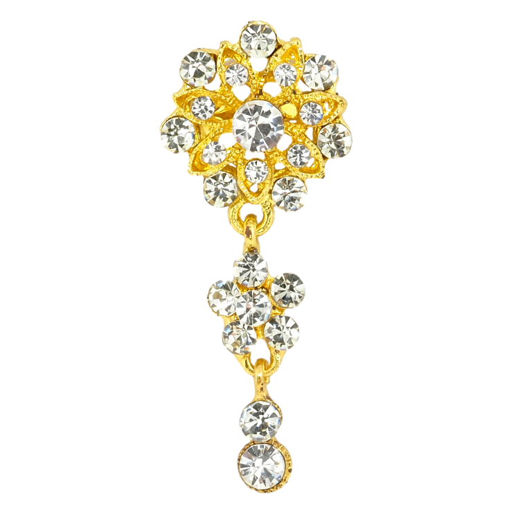 Брошка Квіточка з підвісками інкрустація стразами фото №6