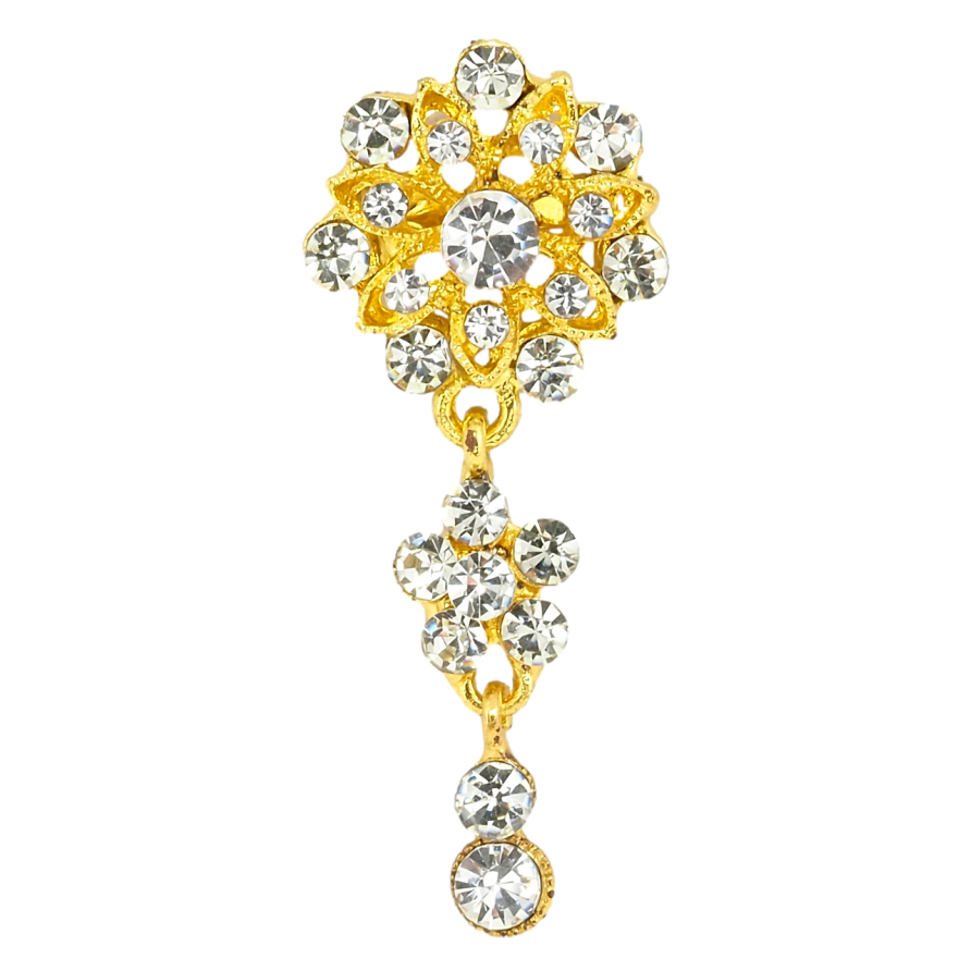 Брошка Квіточка з підвісками інкрустація стразами фото №1