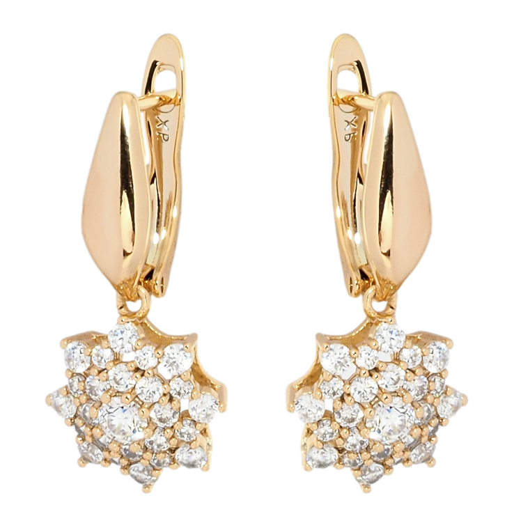 Сережки Xuping Позолота 18K англійський замок Підвіски зірки інкрустація цирконієм фото №2