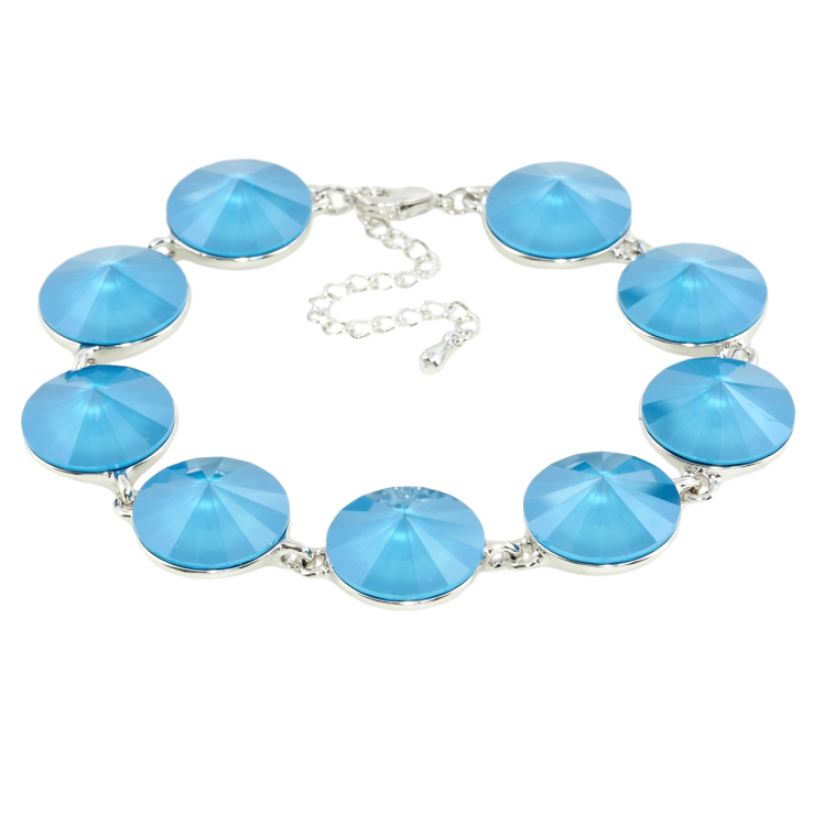 Браслет Xuping цвет Родий с кристаллами Swarovski Кристаллы Риволи Цвет Pacific Opal размер 18-22,5см х фото №17