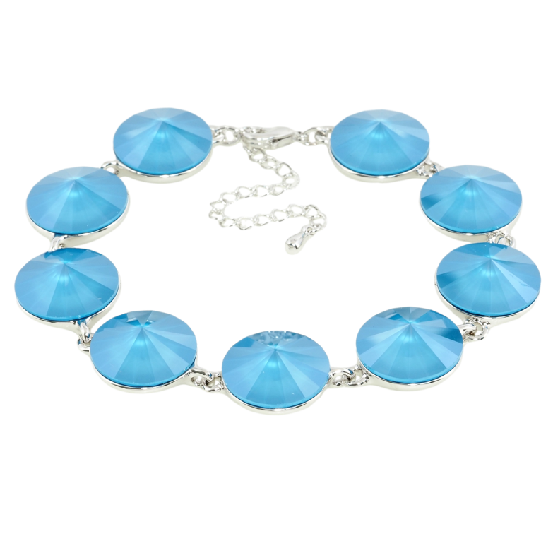 Браслет Xuping колір Родій із кристалами Swarovski Кристали Ріволі Колір Pacific Opal розмір 18-22,5см х 1,4см фото №1