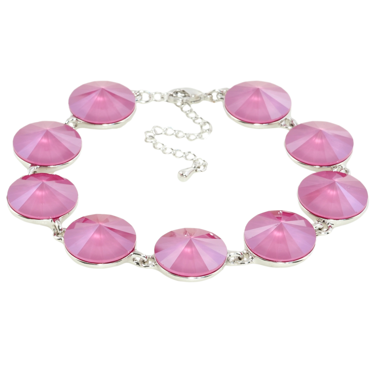 Браслет Xuping цвет Родий с кристаллами Swarovski Кристаллы Риволи Цвет Royal Red размер 18-22,5см х 1,4см фото №16