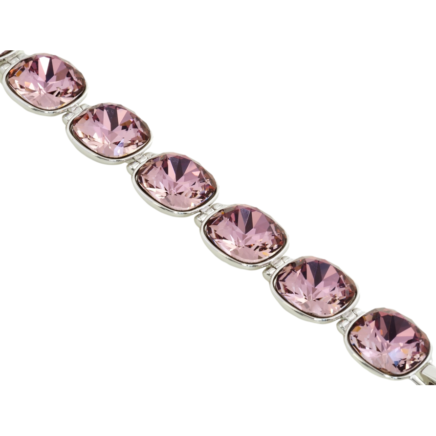 Браслет Xuping цвет Родий с кристаллами Swarovski Кристаллы Цвет Blush Rose доп.замок размер 16-18,5см х фото №1