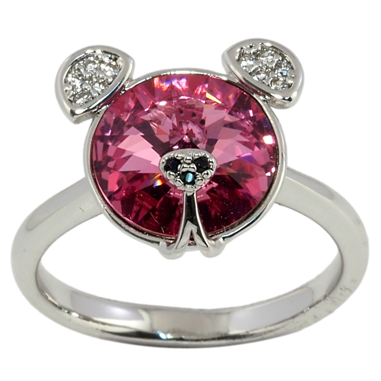 Каблучка Xuping колір Родій із кристалами Swarovski Ведмедик кристал Rose фото №15