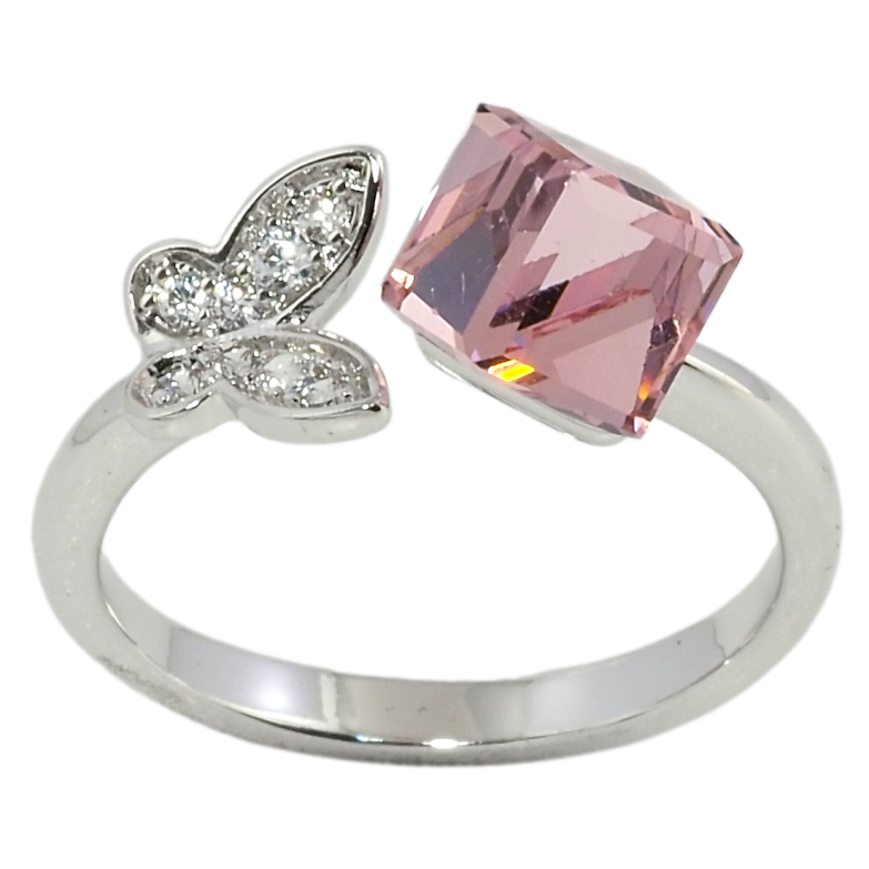 Каблучка Xuping колір Родій із кристалами Swarovski Кристал Rose з метеликом фото №19