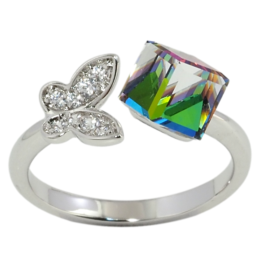 Кольцо Xuping цвет Родий с кристаллами Swarovski Кристалл прозрачный радужный с бабочкой фото №1