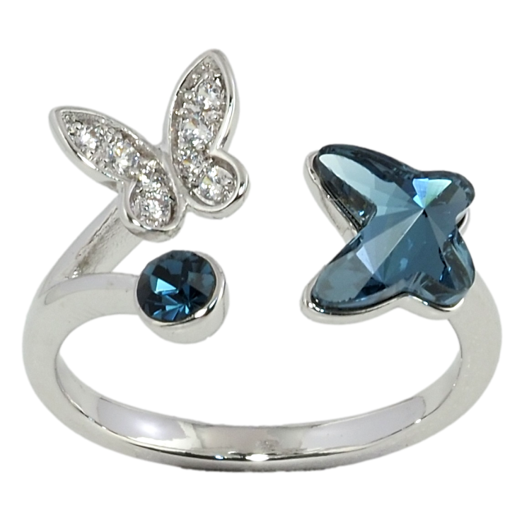 Кольцо Xuping цвет Родий с кристаллами Swarovski Бабочки с кристаллом Montana фото №15