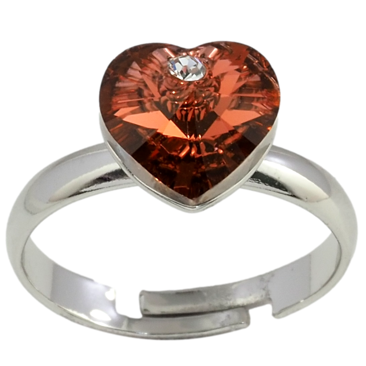 Каблучка Xuping колір Родій із кр-ми Swarovski Кристальне серце Scarlet із вставкою фото №11