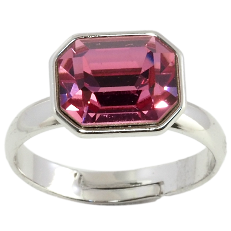 Каблучка Xuping колір Родій з кр-ми Swarovski Кристал Rose (9х11мм) фото №21