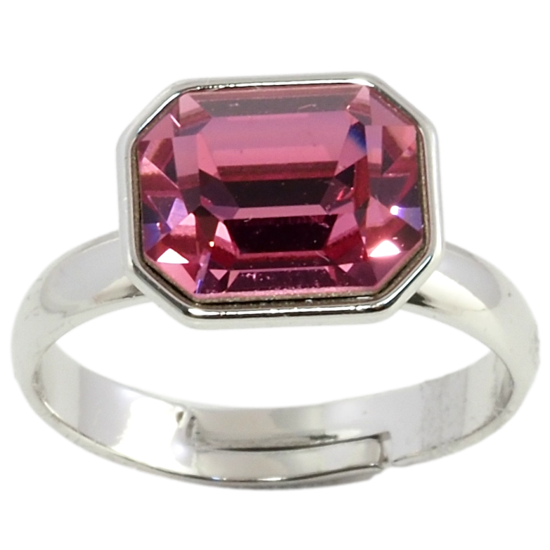 Каблучка Xuping колір Родій з кр-ми Swarovski Кристал Rose (9х11мм) фото №1