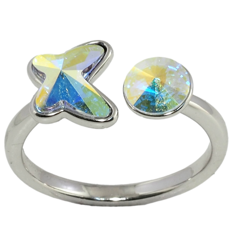 Каблучка Xuping колір Родій з кр-ми Swarovski Два кристали АВ фото №11