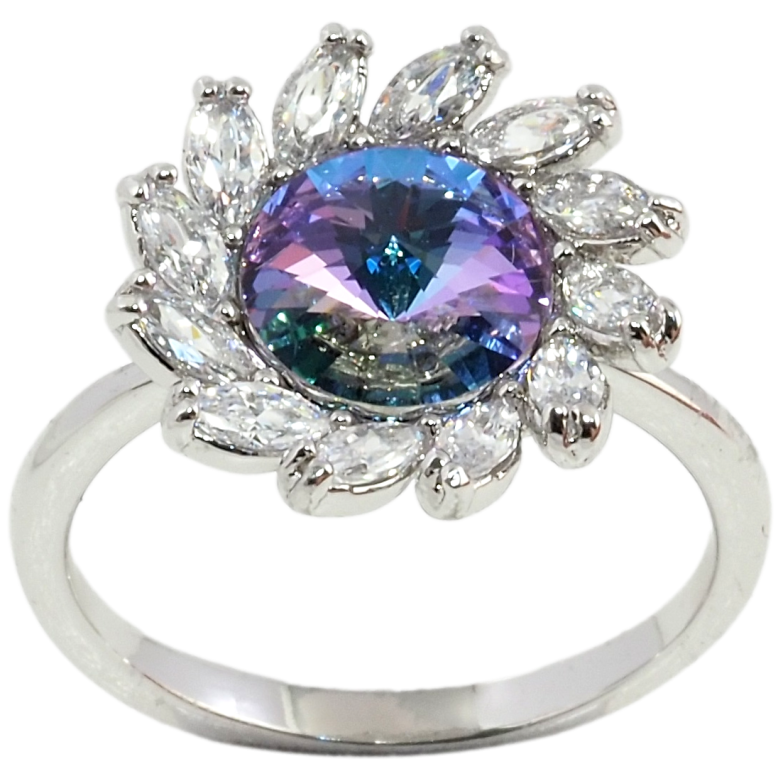 Каблучка Xuping колір Родій з кр-ми Swarovski Квітка з кристалом Paradise Shine фото №1