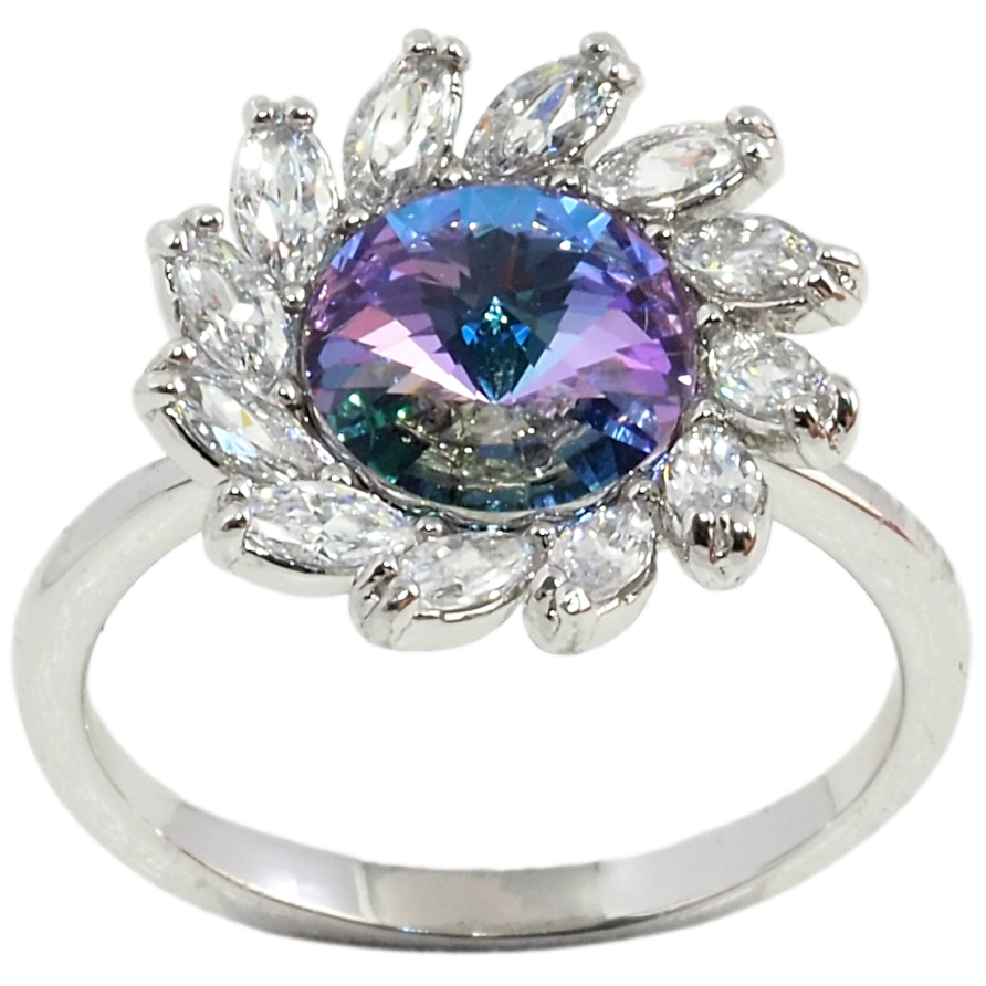 Каблучка Xuping колір Родій з кр-ми Swarovski Квітка з кристалом Paradise Shine фото №1