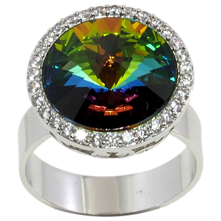 Каблучка Xuping колір Родій з кр-ми Swarovski Кристал Vitrail Medium в обрамленні ø 18мм фото №24