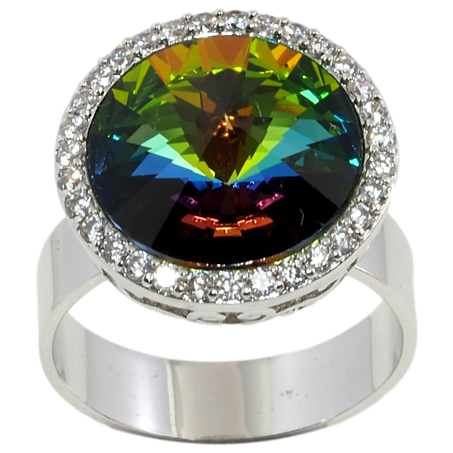 Кольцо Xuping цвет Родий с кр-ми Swarovski Кристалл Vitrail Medium в обрамлении кристаллами ø 18мм фото №1