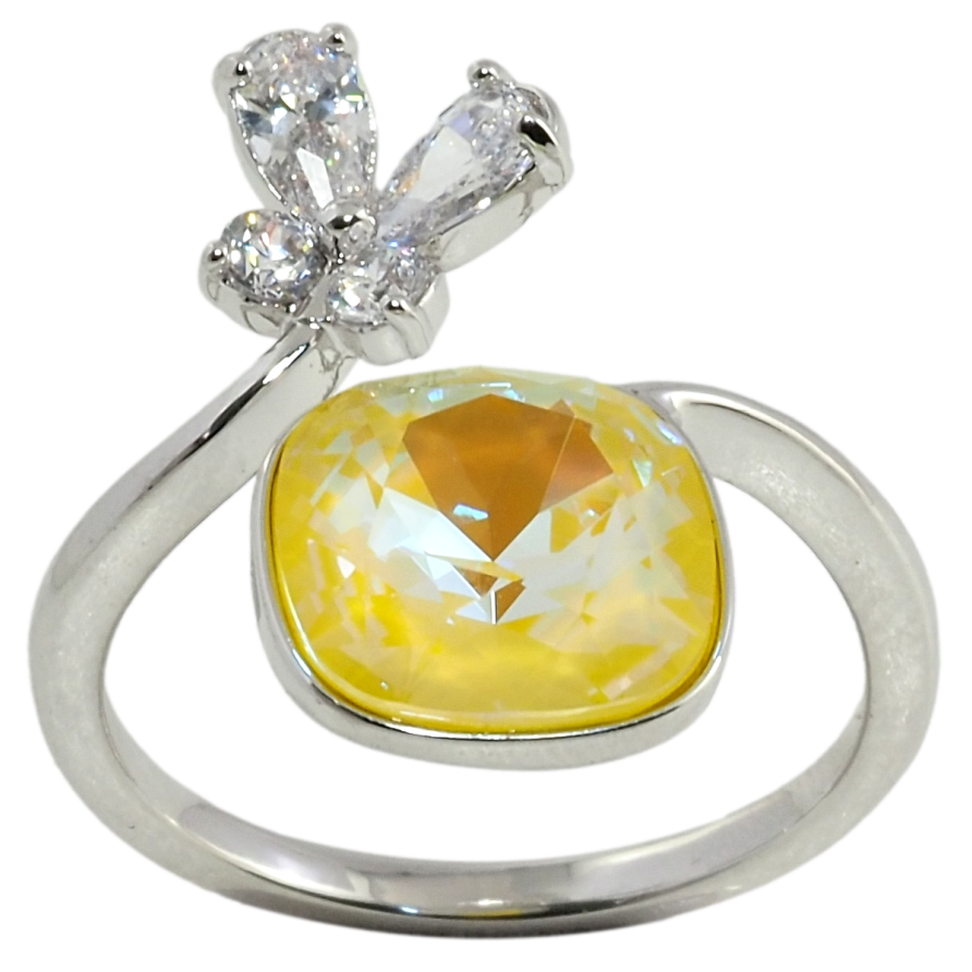 Каблучка Xuping колір Родій з кр-ми Swarovski Кристал Sunshine Delite з метеликом фото №1