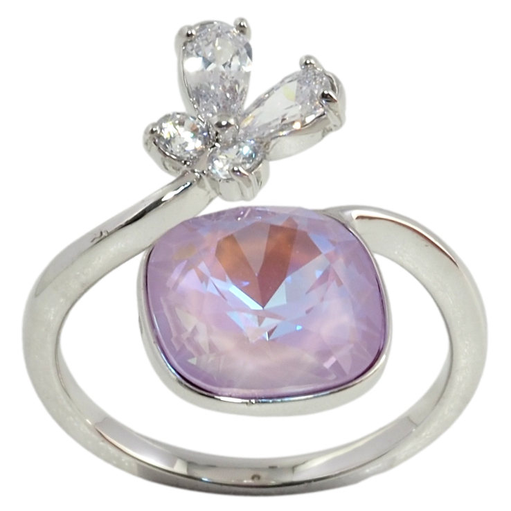 Кольцо Xuping цвет Родий с кр-ми Swarovski Кристалл Lavender Delite с бабочкой фото №23