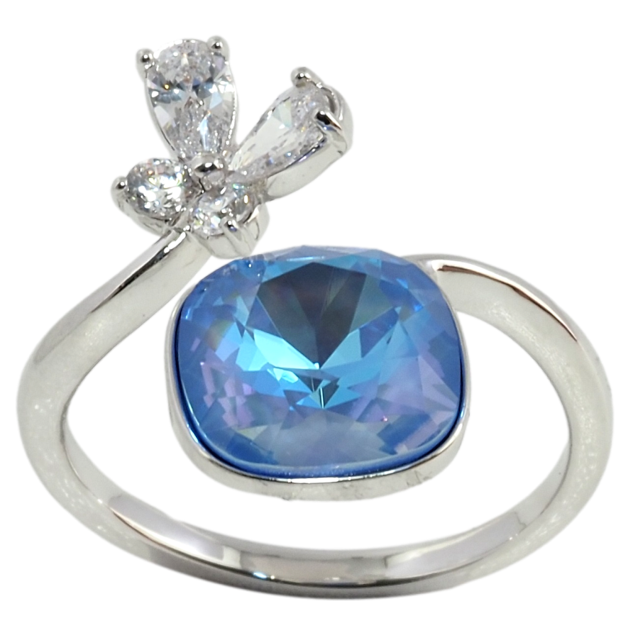 Каблучка Xuping колір Родій з кр-ми Swarovski Кристал Ocean Delite з метеликом фото №1